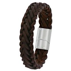Edelstahl-Armband für Jungen Leder braunem mit