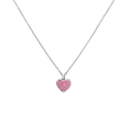 Gerecycled stalen kinderketting hart met roze kristal (1035676)