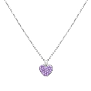 Gerecycleerd stalen kinderketting hart met violet kristal (1035680)