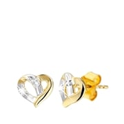 14K geelgouden oorbellen hart met diamant 0.02ct (1000079)