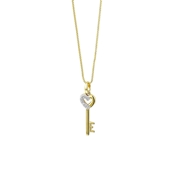 Geelgouden ketting met hanger sleutel diamant (1009040)