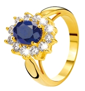 Eve gold plated ring met saffier & zirkonia (1013478)