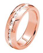 Gerecycleerd stalen rose plated ring met zirkonia (1015446)