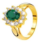 Eve gold plated ring met smaragd & zirkonia (1018125)