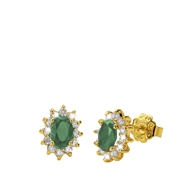 Eve gold plated oorbellen met smaragd & zirkonia (1018126)