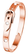 Stalen rose plated armband riem met zirkonia (1019006)