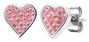Kinderohrringe, Edelstahl, Herz mit rosa Kristall (1019511)