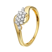 14 karaat geelgouden ring met 15 diamanten 0,25ct (1019519)