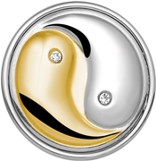 Stalen drukknoop yin/yang in staal en goud (1020261)