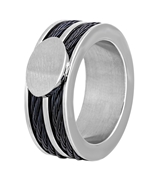 Stalen ring met kabels zwart (1020936)