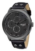 Regal Armbanduhr mit schwarzem PU-Lederarmband (1021230)