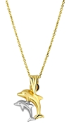 Bicolor-Kinderkette, 585 Gold, mit 2 Delfinen (1021669)