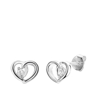Zilveren oorbellen hart met zirkonia (1022480)