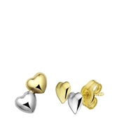 Zweifarbige Ohrringe, 585 Gold, Doppel-Herz (1022800)
