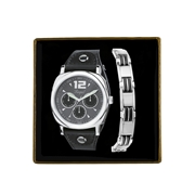 Gerecycleerd stalen set armband & regal horloge (1031412)