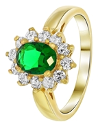 Goldplated ring emerald met zirkonia (1033787)