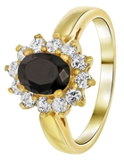 Goldplated ring black met zirkonia (1035392)
