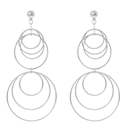 Zilverkleurige byoux oorbellen cirkels (1052872)