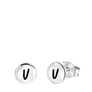 Zilveren oorbellen disc alfabet (1056532)