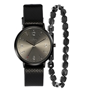Gerecycled stalen set blackplated armband & horloge (1056670)