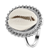 Silberfarbener Bijoux-Ring mit Muschel (1056735)