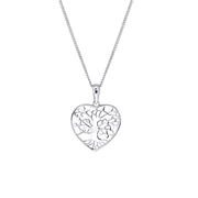 Zilveren ketting&hanger hart levensboom (1057171)