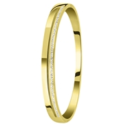 Gerecycled stalen armband bangle gold wit kristal (1057348)