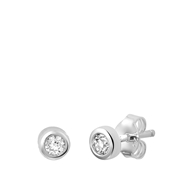 Zilveren oorbellen rond 3mm met zirkonia (1057434)