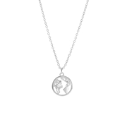 Zilverkleurige byoux ketting met hanger wereldbol (1057766)