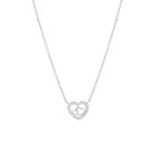 Zilveren ketting&hanger hart/hartjes zirkonia (1058015)