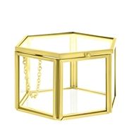 Goudkleurige sieradendoos glas hexagon vorm (1058059)
