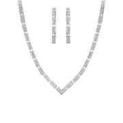 Silberfarbenes Bijoux-Schmuckset mit Steinchen (1058063)