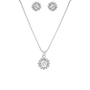 Silberfarbenes Bijoux-Schmuckset mit Steinchen (1058072)