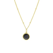 Zilveren ketting&hanger gold Gemstone black onyx (1058643)