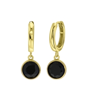 Zilveren oorbellen gold Gemstone black onyx (1058655)