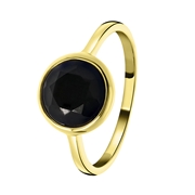 Zilveren ring gold Gemstone black onyx (1058661)