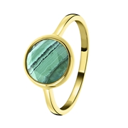 Zilveren ring gold Gemstone malachite (1058665)