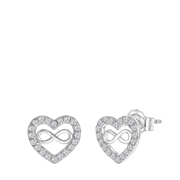 Zilveren oorbellen hart met infinity en zirkonia (1059367)