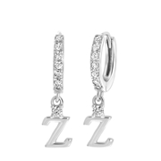 Zilveren oorbellen alfabet met zirkonia (1059578)