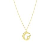 Halskette, 375 Gold, Anhänger, Mond mit Engel (1059855)
