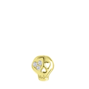 Zilveren goldplated oorknop doodshoofd (1059983)