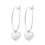 Zilveren oorringen met hanger hart/love (1059999)