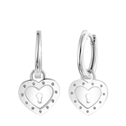 Zilveren oorringen met hanger hart/sleutel (1060002)