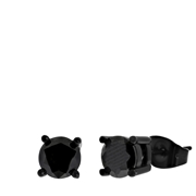 Gerecycleerd stalen oorbellen blackplated met zwarte zirkonia (1060093)