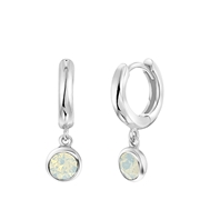 Zilveren oorringen kristal wit opaal (1060117)