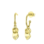 Ohrringe, 925 Silber, vergoldet, mit Anhänger, Holzschuh (1060297)