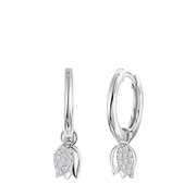 Zilveren oorbellen met hanger tulp (1060298)