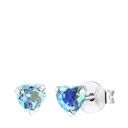 Zilveren kinderoorbellen met aqua kristal hart (1060467)