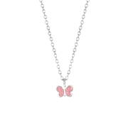 Zilveren kinderketting hanger vlinder emaille (1060471)