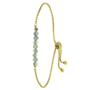 Armband, Edelstahl, vergoldet, mit hellgrünen Perlen (1060762)